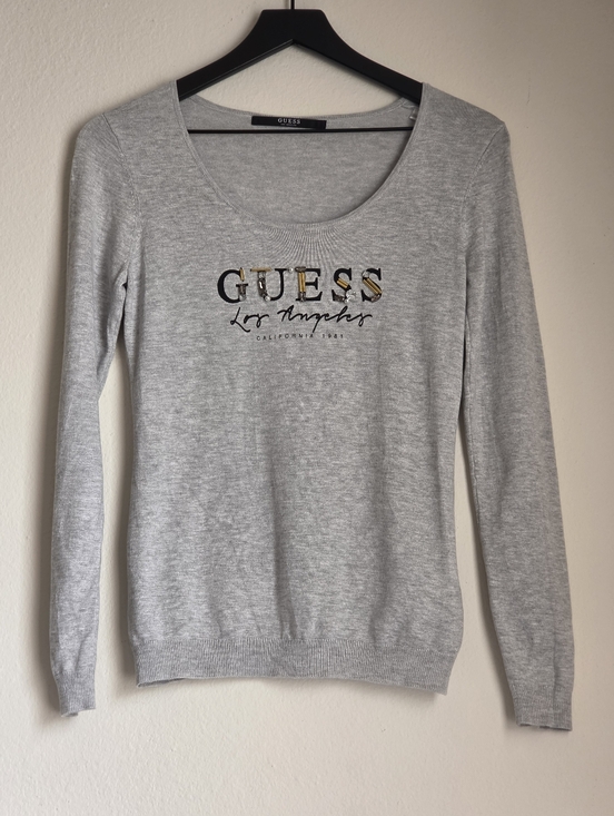 Guess Sweaters - GUESS Women's Long Sleeve Gray Sweater Jewel Accents Size Small